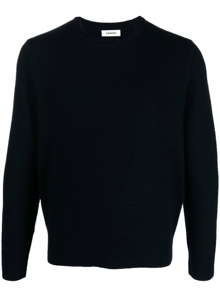 SANDRO brioche-stitch wool-blend jumper - Blue Cover