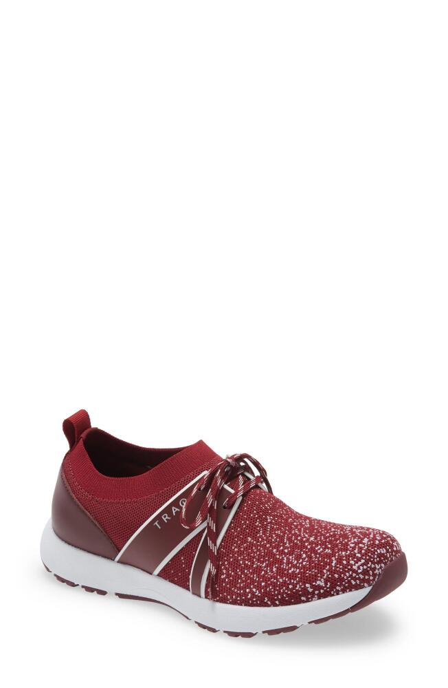 TRAQ by Alegria Alegria Qool Water Resistant Knit Sneaker in Vino Multi Leather Cover