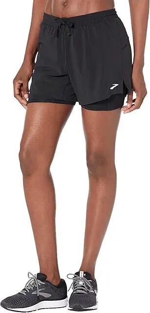 Brooks Moment 5 2-in-1 Shorts (Black) Women's Casual Pants Cover