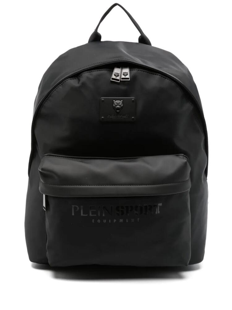 Plein Sport logo-plaque panelled backpack - Black Cover