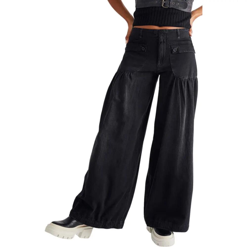 Free People Lotus Drawstring Wide Leg Jeans in Smoke Show Cover