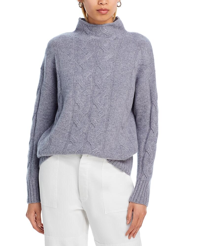 C by Bloomingdale's Cashmere Mock Neck Cable Cashmere Sweater - Exclusive Cover