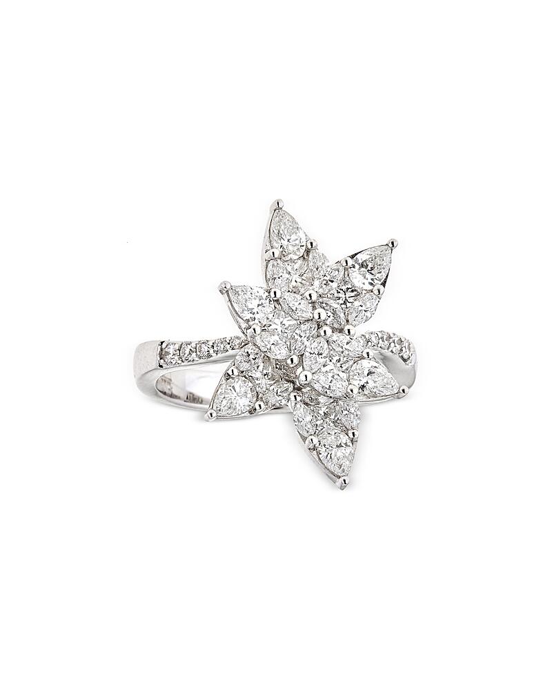 Zydo 18K White Gold Mosaic Diamond Flower Cocktail Ring Cover