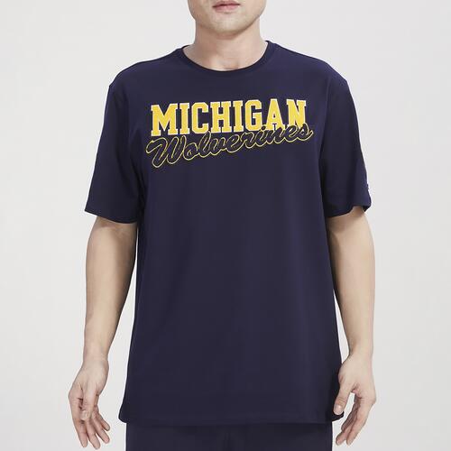 Pro Standard Michigan Classic T-Shirt - Mens Navy/Yellow Cover