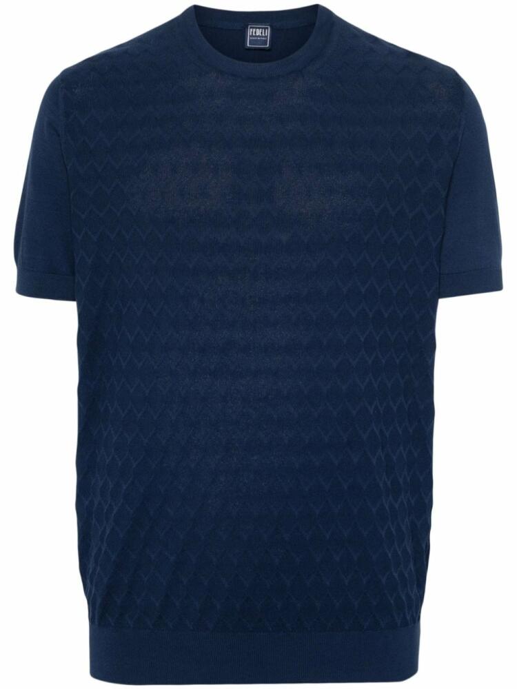 Fedeli geometric-pattern knitted T-shirt - Blue Cover