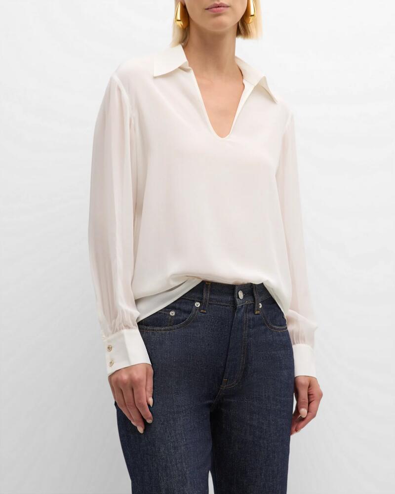 Max Mara Studio Ubicato Sheer-Sleeve Silk Shirt Cover