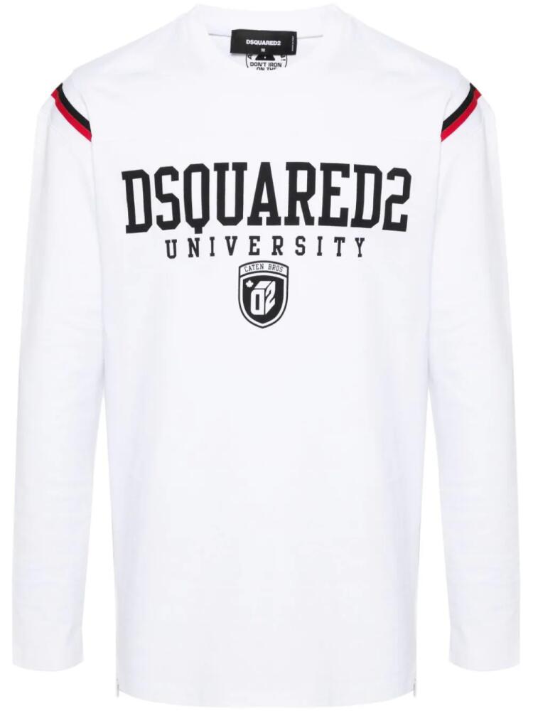 DSQUARED2 stripe-detail long-sleeve T-shirt - White Cover