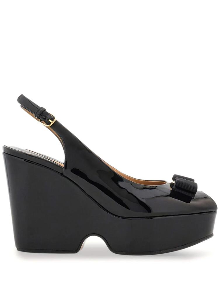 Ferragamo Vara bow platform leather sandals - Black Cover