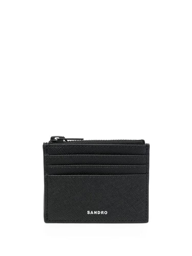 SANDRO logo-lettering leather wallet - Black Cover