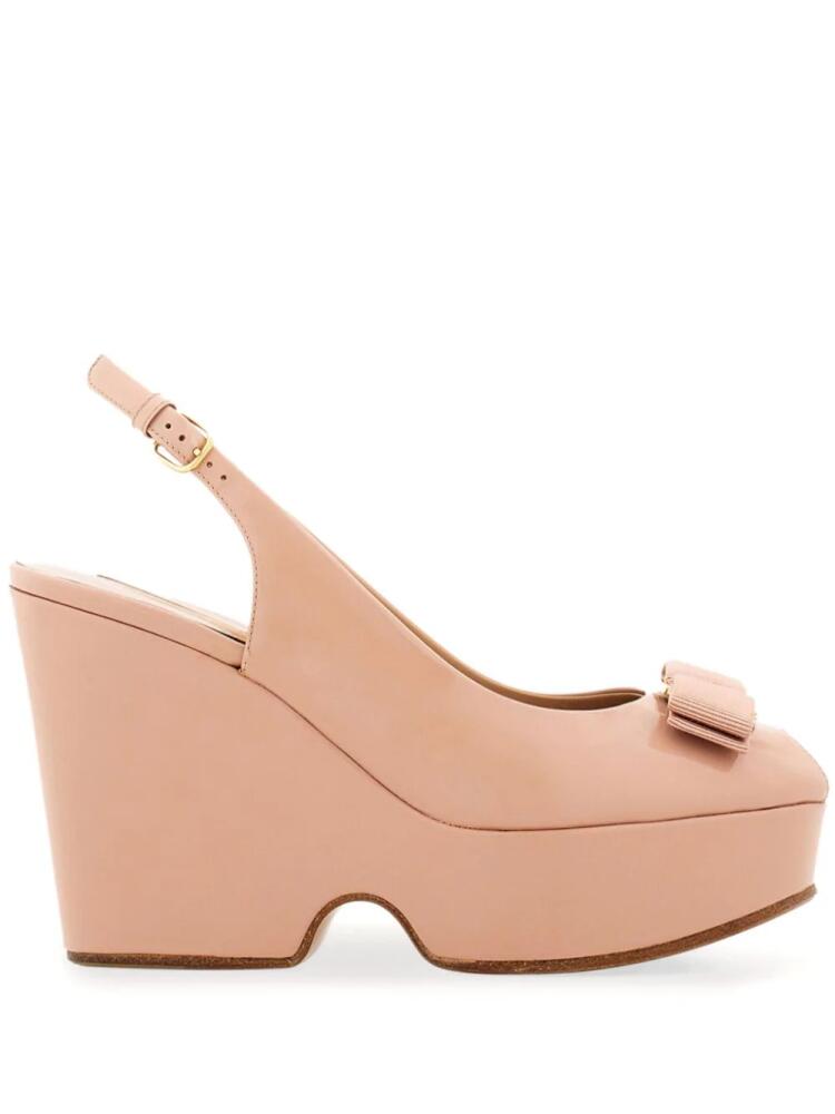 Ferragamo Vara bow platform leather sandals - Pink Cover