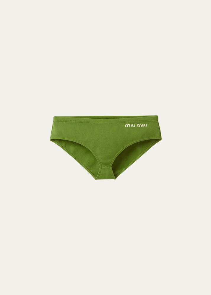 Miu Miu Logo-Embroidered Bikini Bottoms Cover