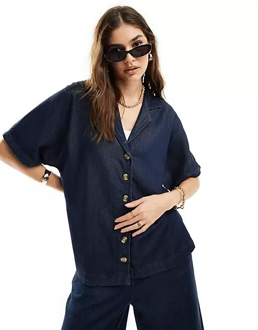 Nobody's Child Roxy denim resort boxy shirt in navy - part of a set Cover