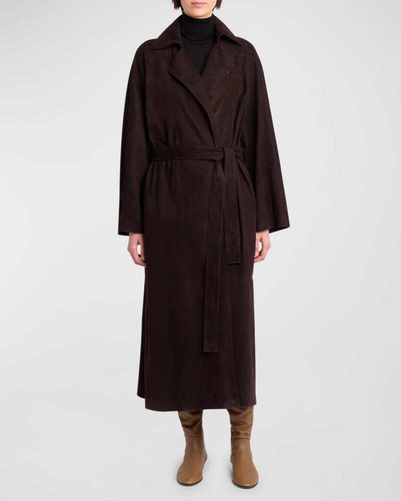 THE ROW Poseidone Belted Suede Trench Coat Cover