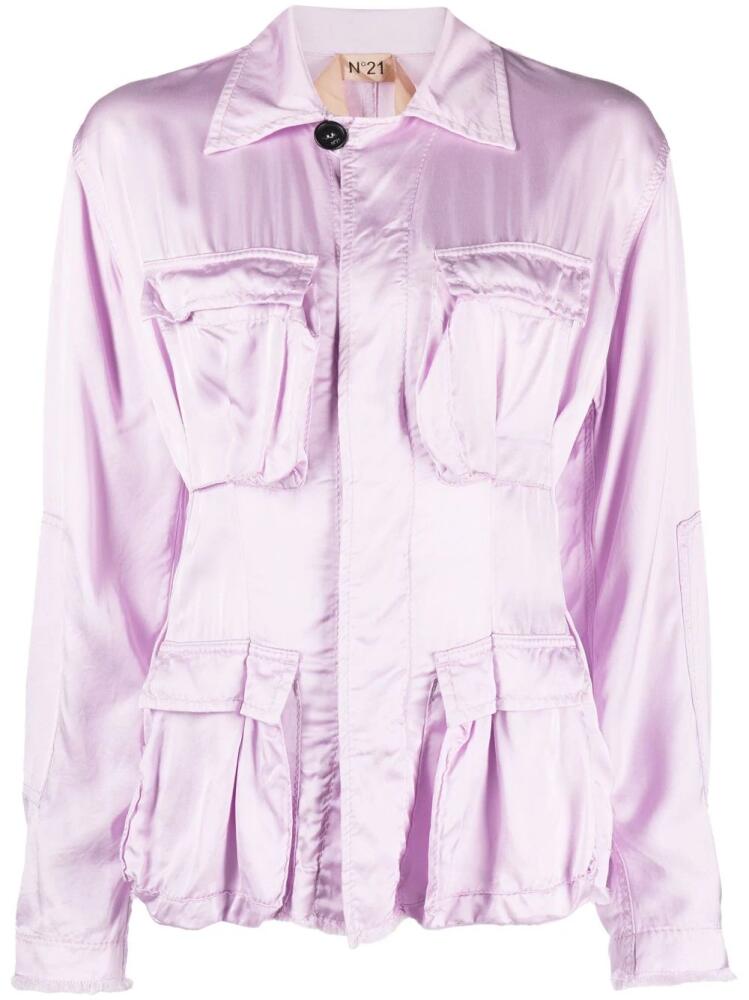 Nº21 cargo-pocket satin shirt - Purple Cover