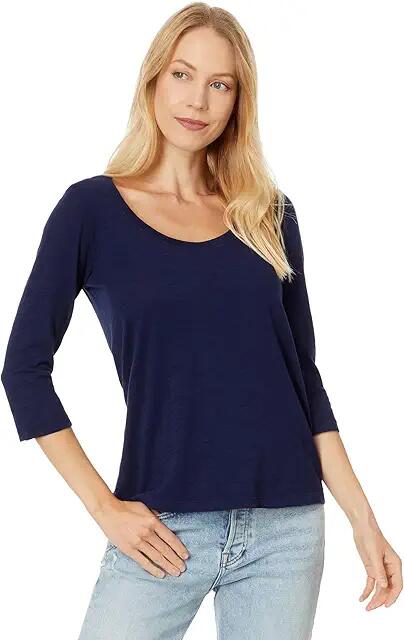 Mod-o-doc 3/4 Sleeve Scoop Neck Tee (Navy Licorice) Women's Clothing Cover