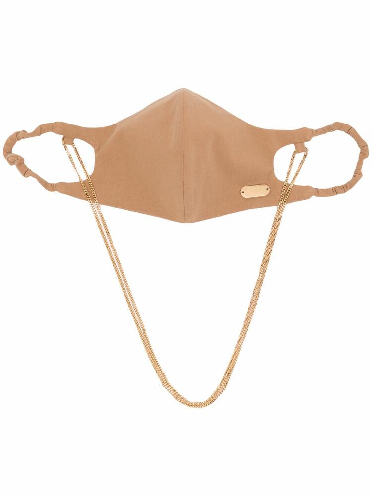 0711 logo-plaque cotton face mask - Brown Cover