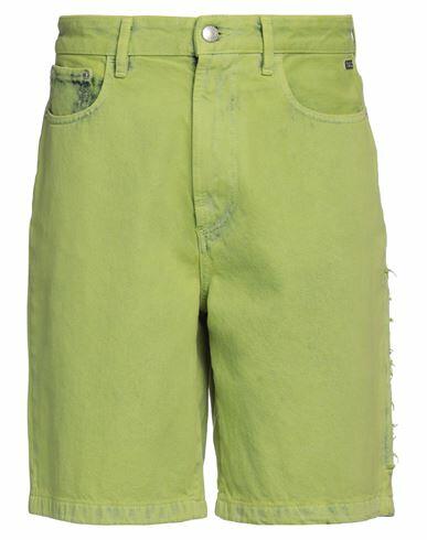 Gcds Man Denim shorts Green Cotton Cover