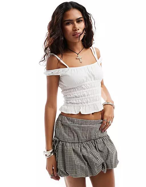 Motel xavan shirred cami top in white Cover