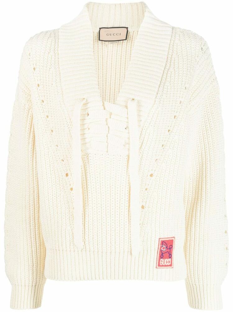 Gucci open-knit lace-up jumper - White Cover