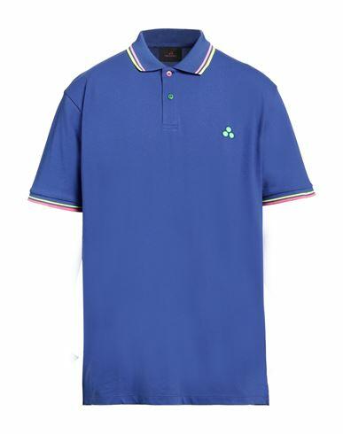 Peuterey Man Polo shirt Bright blue Cotton, Elastane Cover