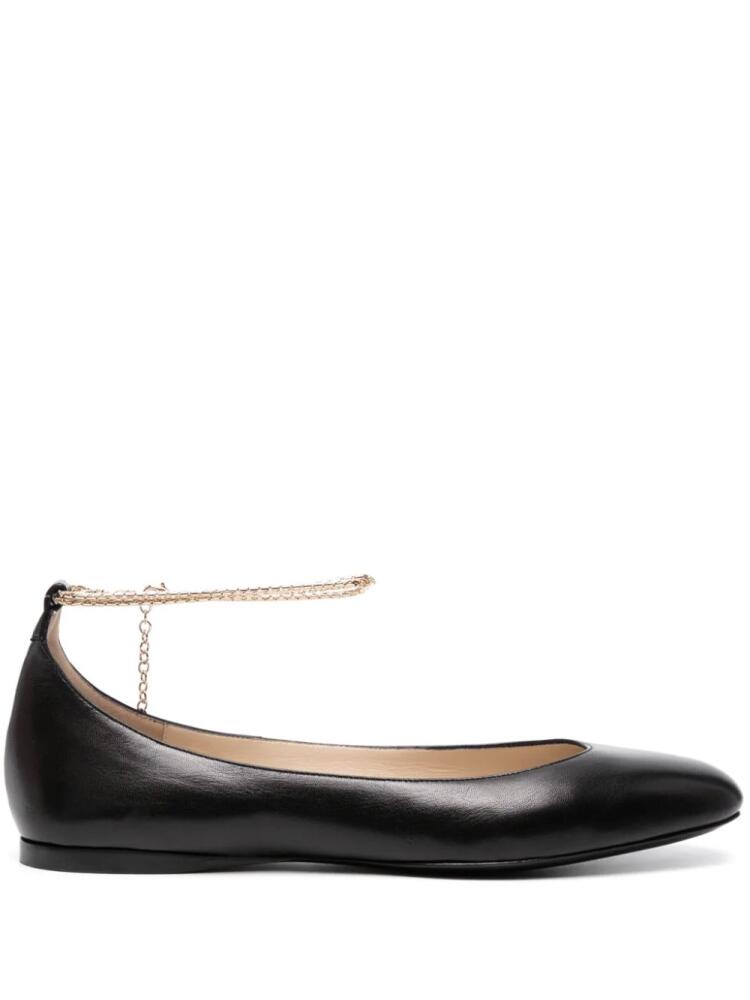 Giorgio Armani chain link-detail leather ballerina shoes - Black Cover