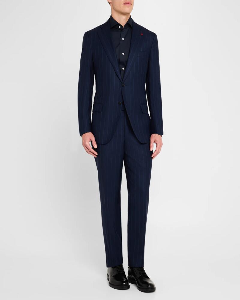 Isaia Men's Striped Wool-Silk Suit Cover