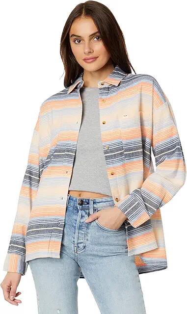 Rip Curl Trippin Long Sleeve Flannel (Mid Blue) Women's Clothing Cover