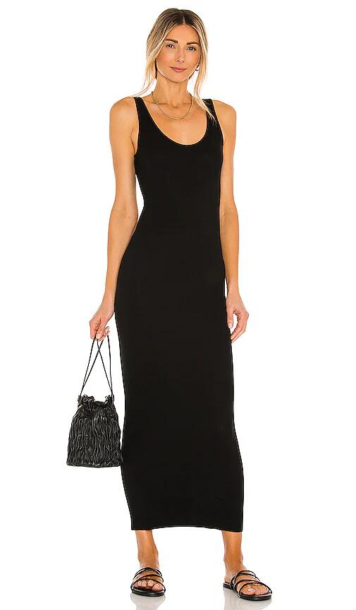 Enza Costa Silk Rib Ankle Length Tank Dress in Black Cover