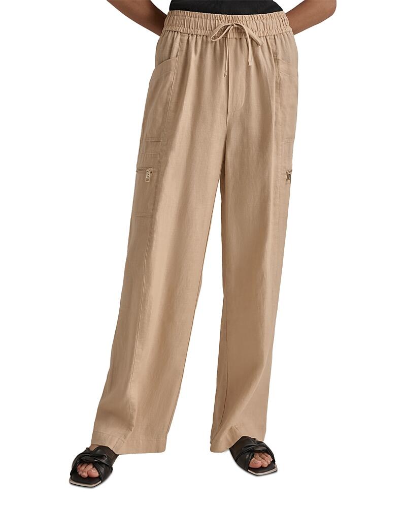 Dkny High Rise Linen Cargo Pants Cover