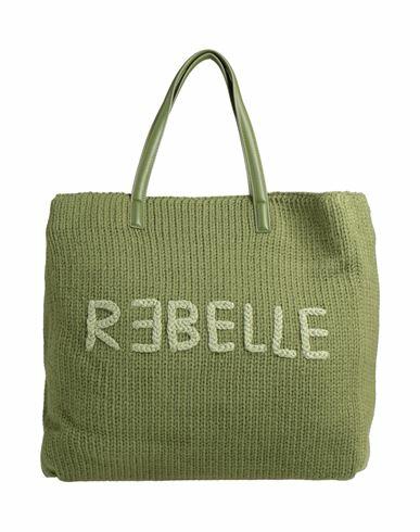 Rǝbelle Woman Handbag Military green Wool, Polyurethane Cover