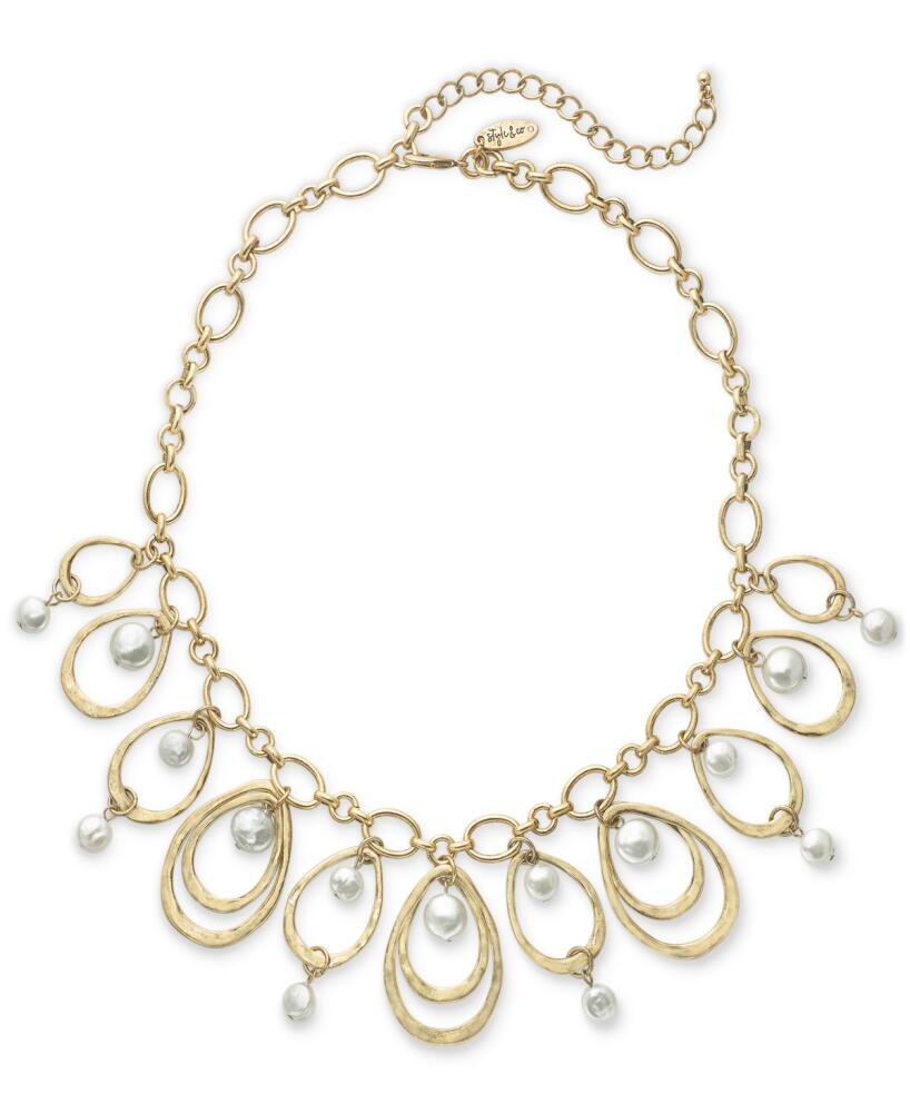 Style & Co Orbital Bead Statement Necklace, 18-1/4" + 3" extender, Created for Macy's - White Cover