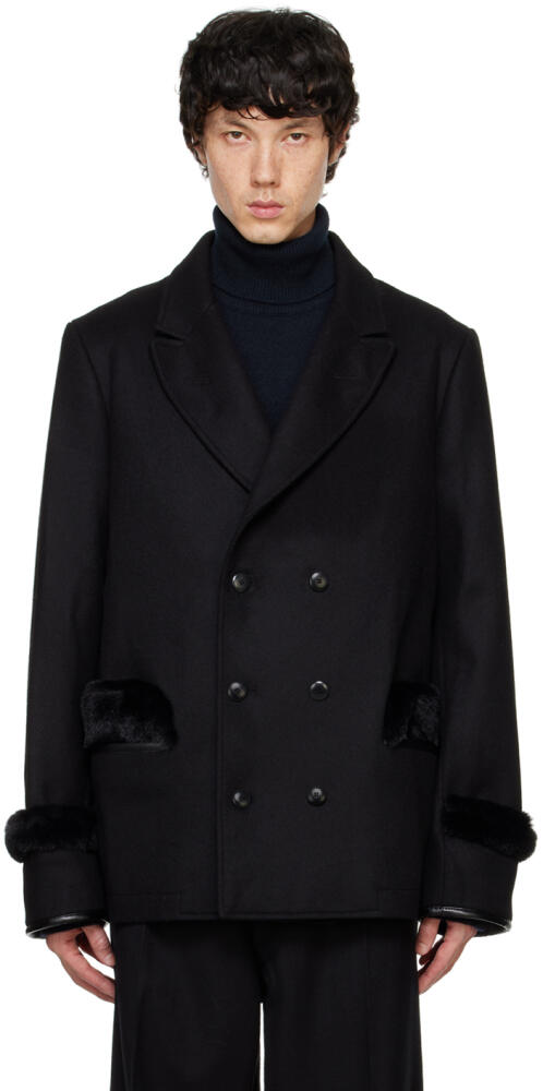 Random Identities Black Wool & Faux-Fur Peacoat Cover