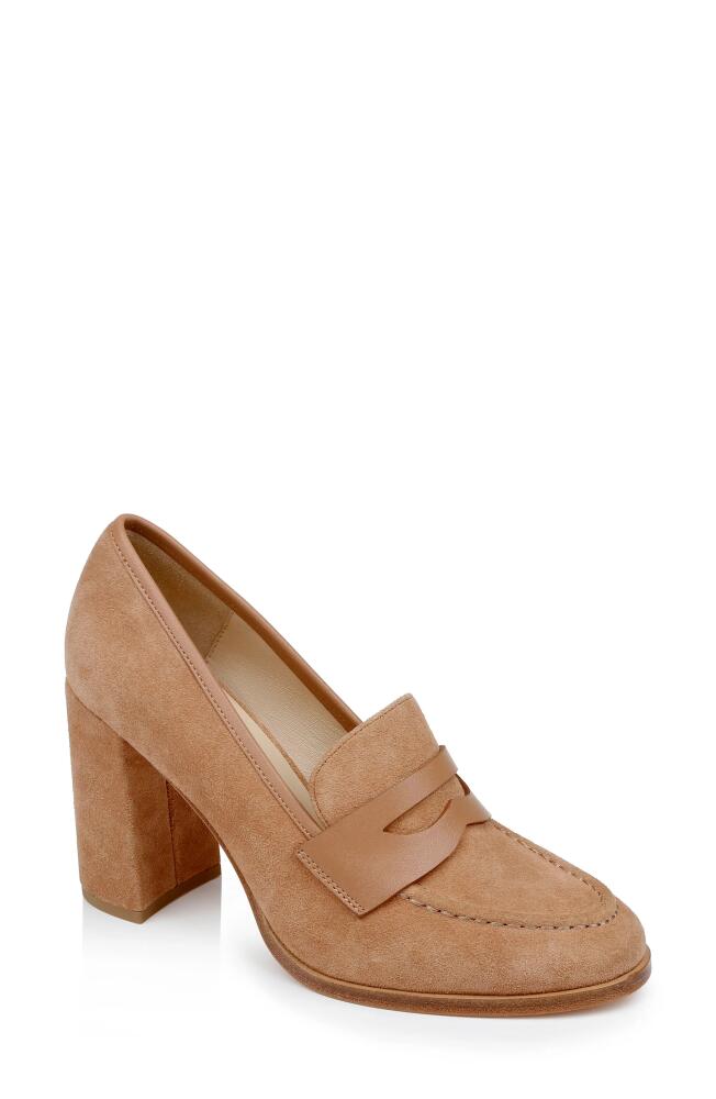 L'AGENCE Blanche Penny Loafer Pump in Sand Suede Cover