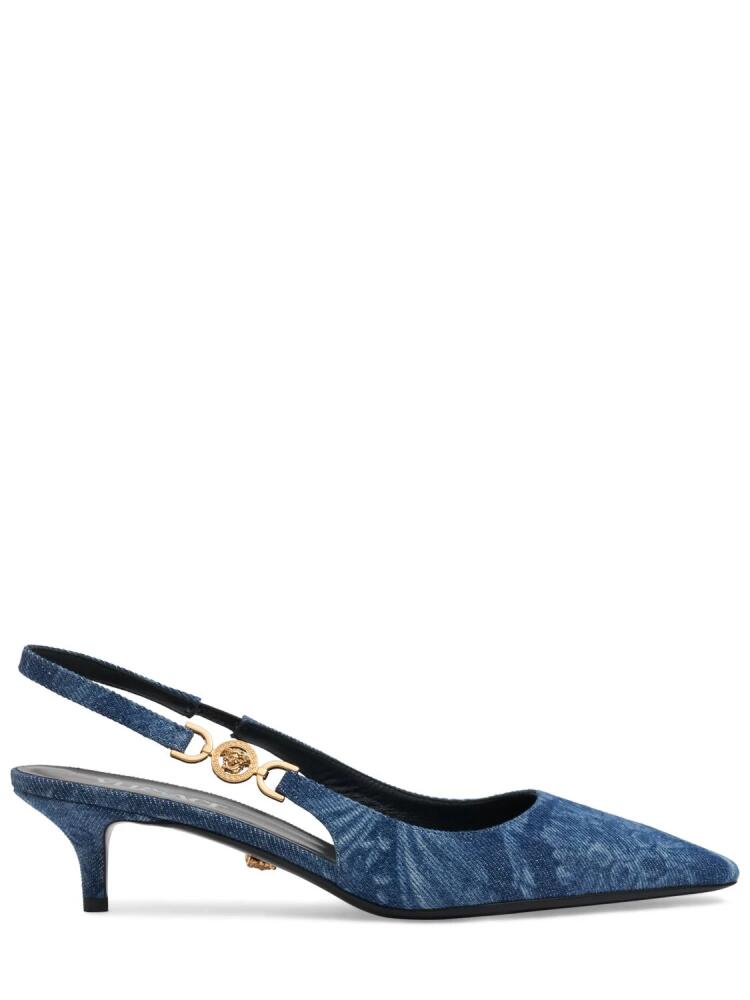 VERSACE 40mm Denim Slingback Pumps Cover