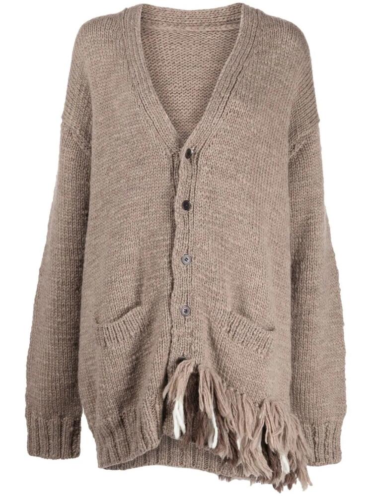 Yohji Yamamoto purl-knit V-neck cardigan - Brown Cover