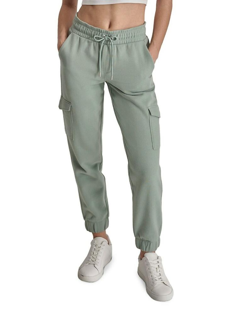 DKNY Sport Women's Flat Front Slim Fit Cropped Joggers - Lily Pad Cover