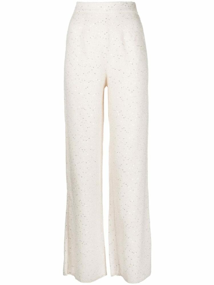 Saiid Kobeisy sequin-embellished tweed high-waisted trousers - White Cover