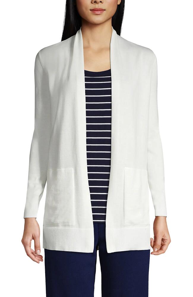 Lands' End Long Sleeve Open Long Cardigan Sweater in Ivory Cover