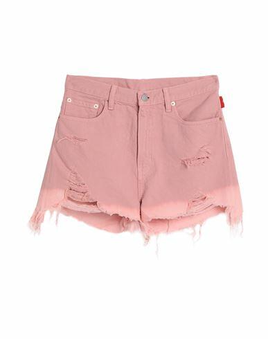 Denimist Woman Denim shorts Pink Cotton Cover