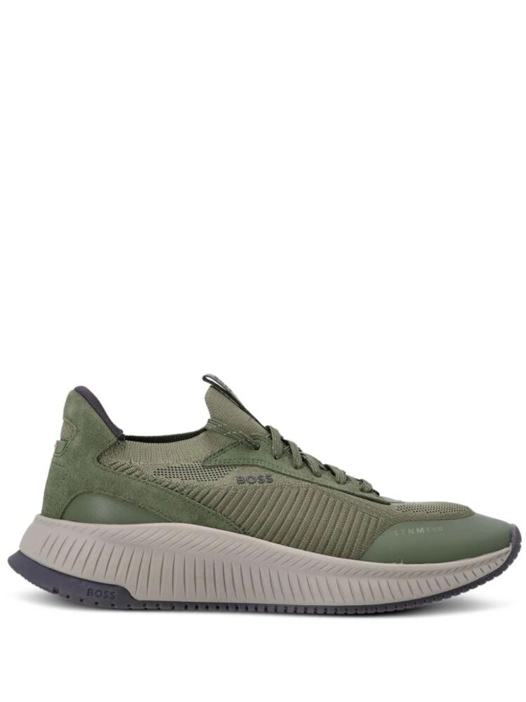 BOSS knitted low-top sneakers - Green Cover