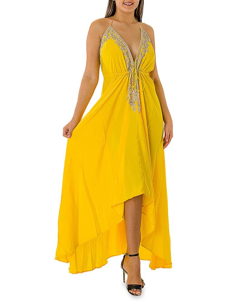 Ranee's Women's Tie Halter Midi Dress - Yellow Cover