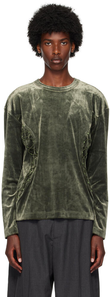 Andersson Bell Green Lace-Up Sweater Cover