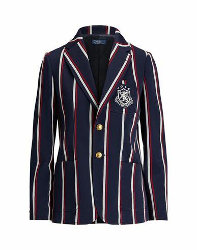 Polo Ralph Lauren Crest-patch Striped Blazer Woman Blazer Navy blue Wool, Cotton Cover