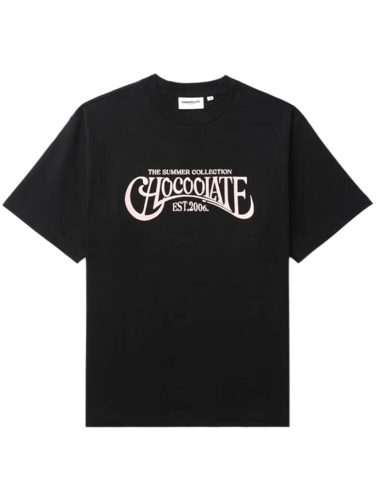 CHOCOOLATE logo-embroidered cotton T-shirt - Black Cover