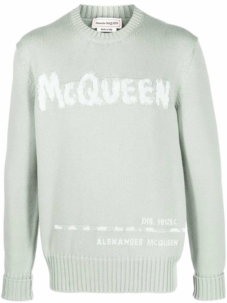 Alexander McQueen logo-intarsia jumper - Green Cover