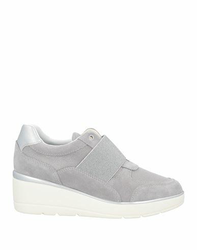 Geox Woman Sneakers Light grey Soft Leather, Textile fibers Cover