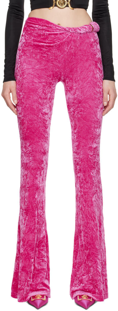 Versace Pink Rolled Flared Lounge Pants Cover