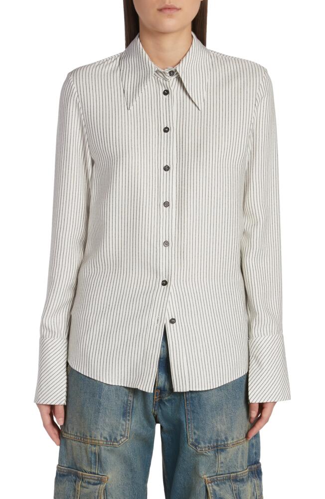 Golden Goose Journey Collection Slim Fit Stripe Button-Up Shirt in Arctic Wolf/Black Cover