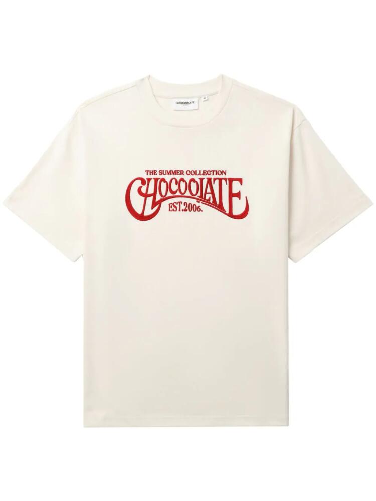 CHOCOOLATE logo-embroidered cotton T-shirt - Neutrals Cover