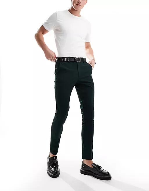 ASOS DESIGN skinny suit pants in forest green Cover